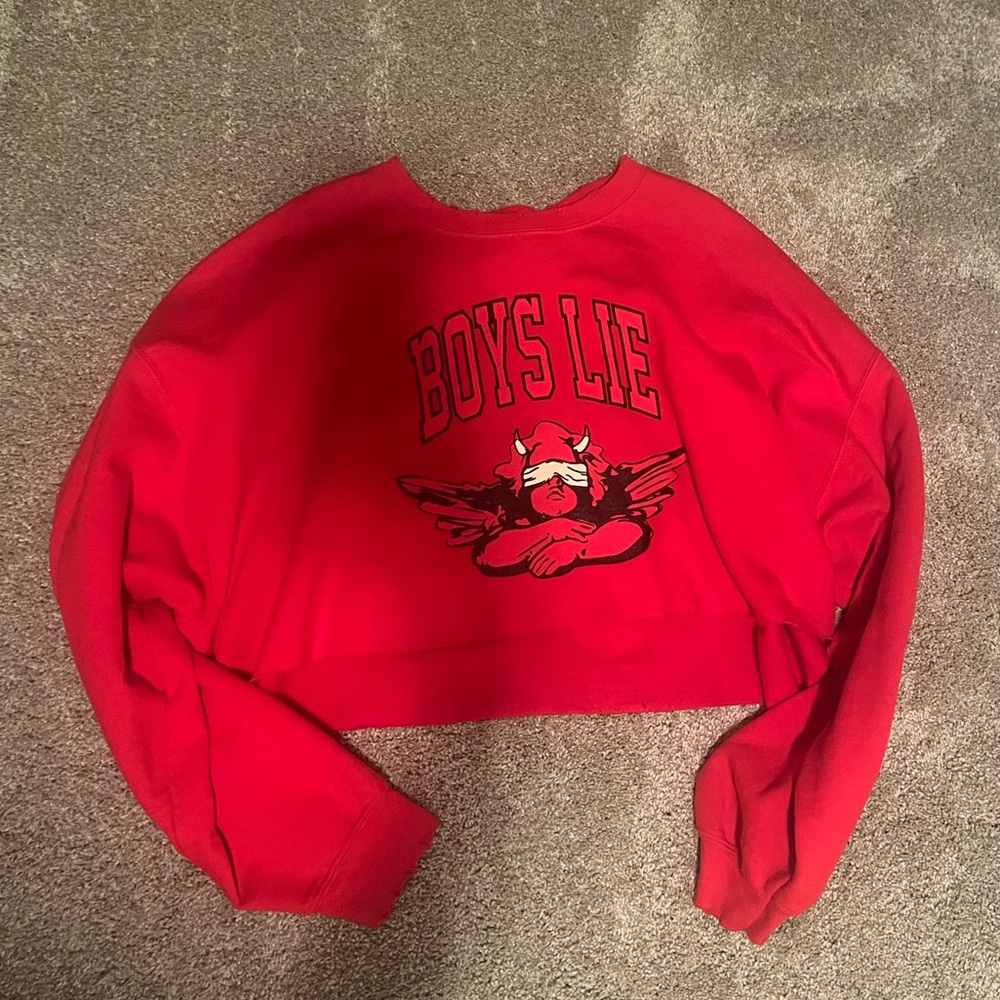 Boys Lie Red Cropped Sweatshirt